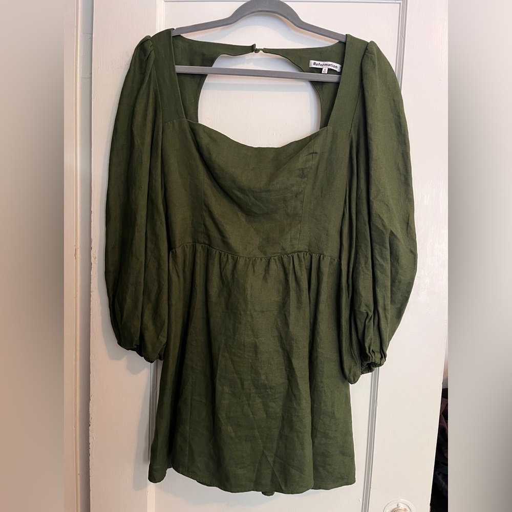 EUC Reformation Brodie Dress Size 10 in Fern with Open Back